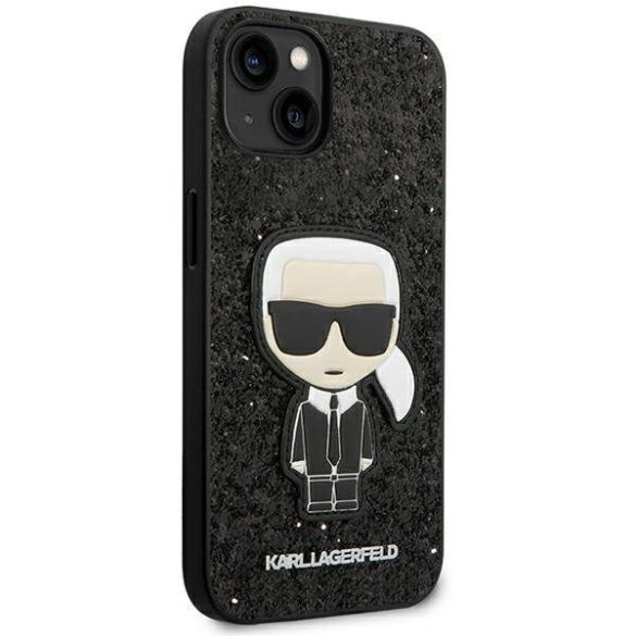 Karl Lagerfeld KLHCP14MGFKPK iPhone 14 Plus / 15 Plus 6,7" keménytok fekete csillámpelyhek ikonikus