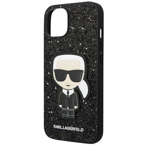 Karl Lagerfeld KLHCP14MGFKPK iPhone 14 Plus / 15 Plus 6,7" keménytok fekete csillámpelyhek ikonikus