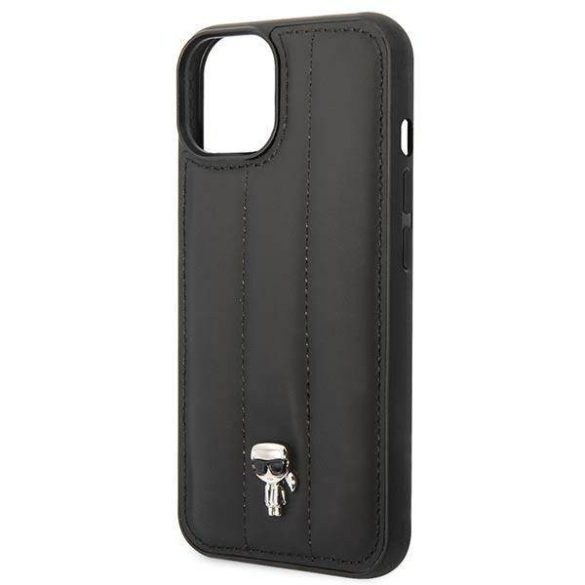 Karl Lagerfeld KLHCP14SPSQPK iPhone 14 / 15 / 13 6,1" keménytok fekete Puffy ikonikus Pin