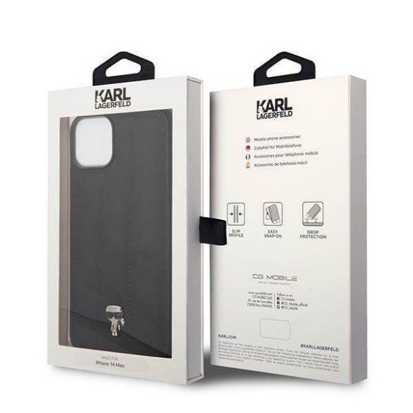 Karl Lagerfeld KLHCP14MPSQPK iPhone 14 Plus / 15 Plus 6,7" keménytok fekete Puffy ikonikus Pin