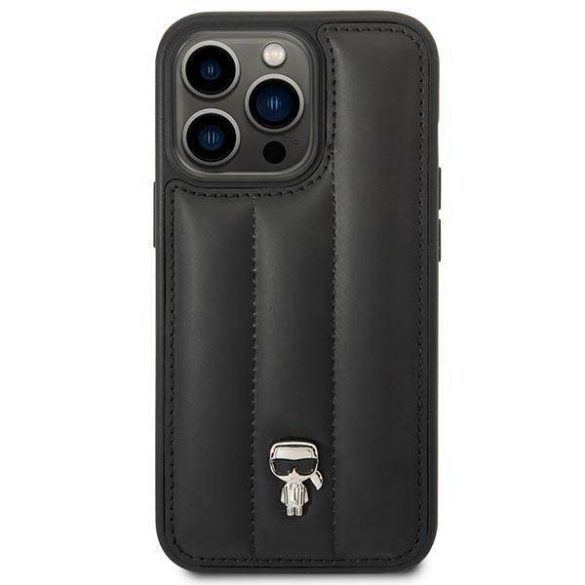 Karl Lagerfeld KLHCP14LPSQPK iPhone 14 Pro 6,1" keménytok fekete Puffy ikonikus Pin tok