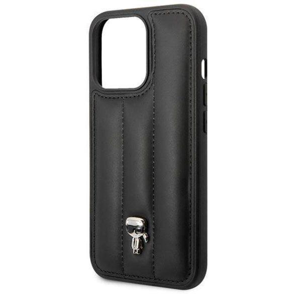 Karl Lagerfeld KLHCP14LPSQPK iPhone 14 Pro 6,1" keménytok fekete Puffy ikonikus Pin tok