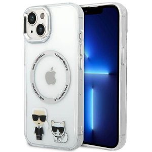 Karl Lagerfeld KLHMP14MHKCT iPhone 14 Plus / 15 Plus 6,7" keménytok átlátszó Karl & Choupette alumínium Magsafe tok