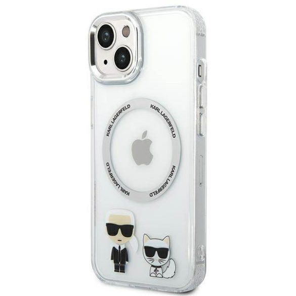 Karl Lagerfeld KLHMP14MHKCT iPhone 14 Plus / 15 Plus 6,7" keménytok átlátszó Karl & Choupette alumínium Magsafe tok