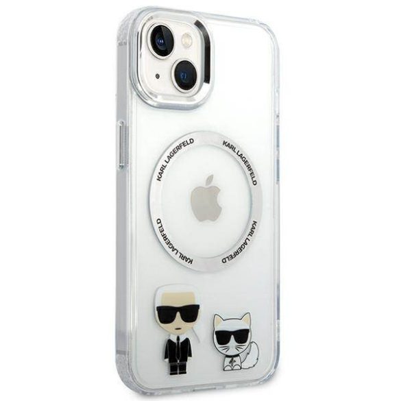 Karl Lagerfeld KLHMP14MHKCT iPhone 14 Plus / 15 Plus 6,7" keménytok átlátszó Karl & Choupette alumínium Magsafe tok