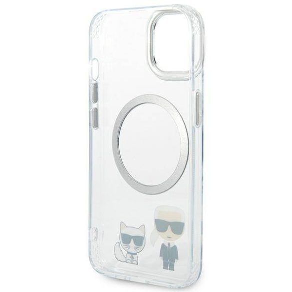 Karl Lagerfeld KLHMP14MHKCT iPhone 14 Plus / 15 Plus 6,7" keménytok átlátszó Karl & Choupette alumínium Magsafe tok