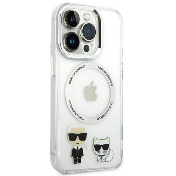 Karl Lagerfeld KLHMP14LHKCT iPhone 14 Pro 6,1" keménytok átlátszó Karl & Choupette Alumínium Magsafe tok