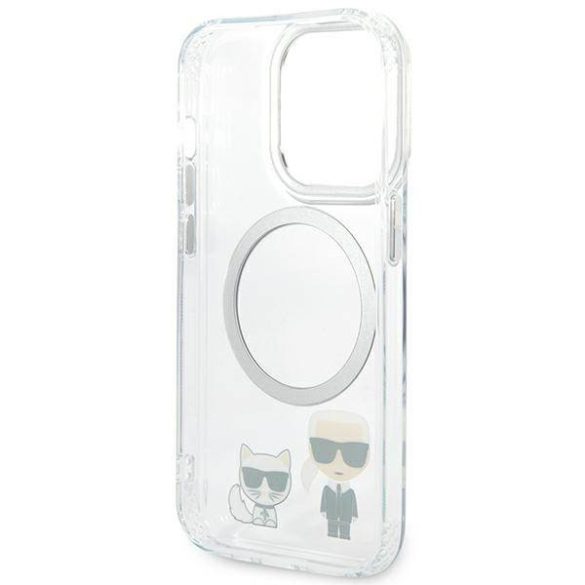Karl Lagerfeld KLHMP14LHKCT iPhone 14 Pro 6,1" keménytok átlátszó Karl & Choupette Alumínium Magsafe tok