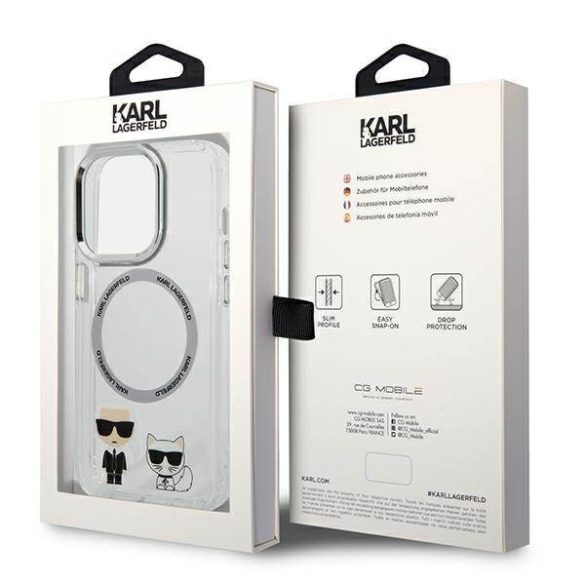 Karl Lagerfeld KLHMP14XHKCT iPhone 14 Pro Max 6,7" keménytok átlátszó  Karl & Choupette Alumínium Magsafe tok