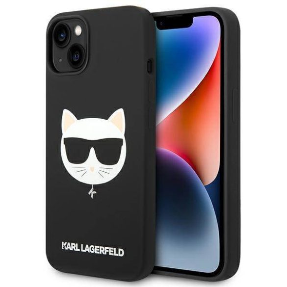 Karl Lagerfeld KLHMP14MSLCHBK iPhone 14 Plus / 15 Plus 6,7" keménytok fekete szilikon Choupette fej Magsafe