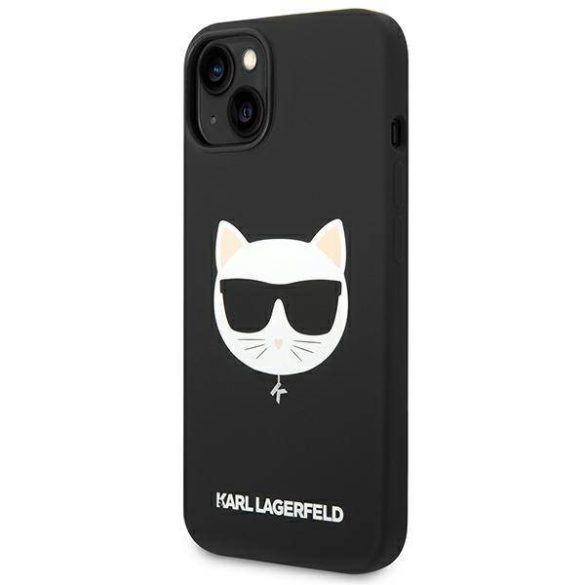 Karl Lagerfeld KLHMP14MSLCHBK iPhone 14 Plus / 15 Plus 6,7" keménytok fekete szilikon Choupette fej Magsafe