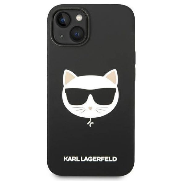 Karl Lagerfeld KLHMP14MSLCHBK iPhone 14 Plus / 15 Plus 6,7" keménytok fekete szilikon Choupette fej Magsafe