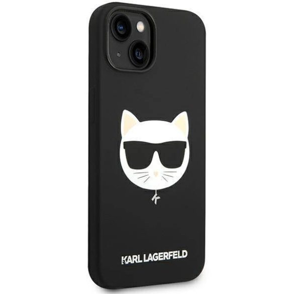 Karl Lagerfeld KLHMP14MSLCHBK iPhone 14 Plus / 15 Plus 6,7" keménytok fekete szilikon Choupette fej Magsafe