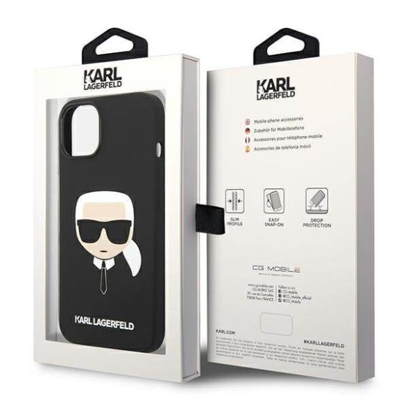 Karl Lagerfeld KLHMP14MSLKHBK iPhone 14 Plus / 15 Plus 6,7" keménytok fekete szilikon Karl's Head Magsafe szilikon