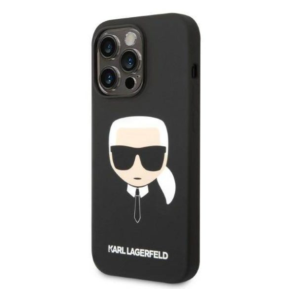 Karl Lagerfeld KLHMP14LSLKHBK iPhone 14 Pro 6,1" keménytok fekete szilikon Karl Lagerfeld fej