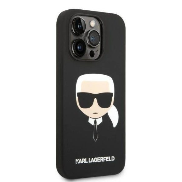 Karl Lagerfeld KLHMP14LSLKHBK iPhone 14 Pro 6,1" keménytok fekete szilikon Karl Lagerfeld fej