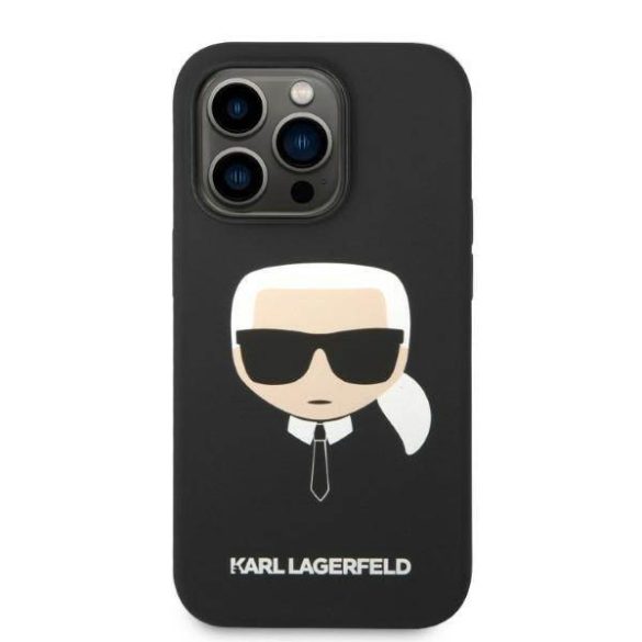Karl Lagerfeld KLHMP14XSLKHBK iPhone 14 Pro Max 6,7" keménytok fekete szilikon Karl Lagerfeld fej Magsafe tok