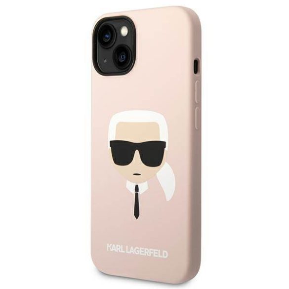 Karl Lagerfeld KLHMP14SSLKHLP iPhone 14 / 15 / 13 6,1" keménytok világos rózsaszín szilikon Karl's Head Magsafe