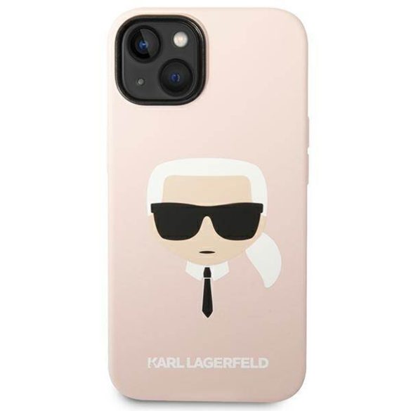 Karl Lagerfeld KLHMP14SSLKHLP iPhone 14 / 15 / 13 6,1" keménytok világos rózsaszín szilikon Karl's Head Magsafe