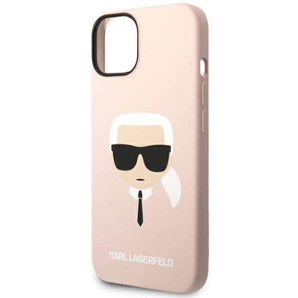 Karl Lagerfeld KLHMP14SSLKHLP iPhone 14 / 15 / 13 6,1" keménytok világos rózsaszín szilikon Karl's Head Magsafe