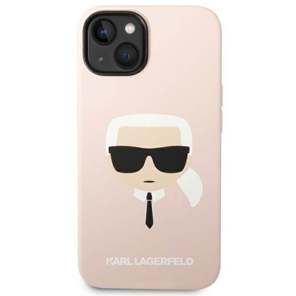 Karl Lagerfeld KLHMP14MSLKHLP iPhone 14 Plus / 15 Plus 6,7" keménytok világos rózsaszín szilikon Karl's Head Magsafe