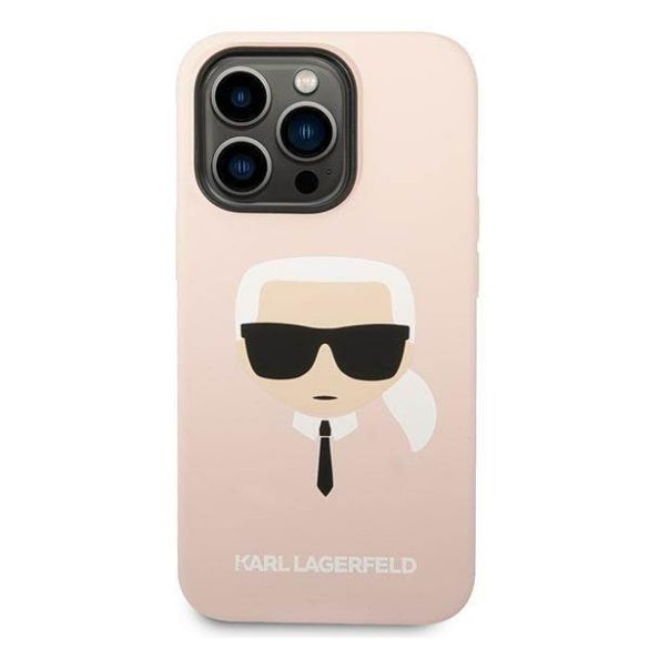 Karl Lagerfeld KLHMP14LSLKHLP iPhone 14 Pro 6,1" keménytok világos rózsaszín szilikon Karl Lagerfeld fej Magsafe tok