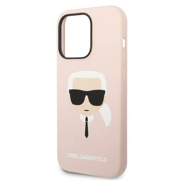 Karl Lagerfeld KLHMP14LSLKHLP iPhone 14 Pro 6,1" keménytok világos rózsaszín szilikon Karl Lagerfeld fej Magsafe tok