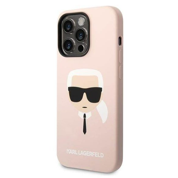 Karl Lagerfeld KLHMP14XSLKHLP iPhone 14 Pro Max 6,7" keménytok világos rózsaszín szilikon Karl Lagerfeld fej Magsafe tok