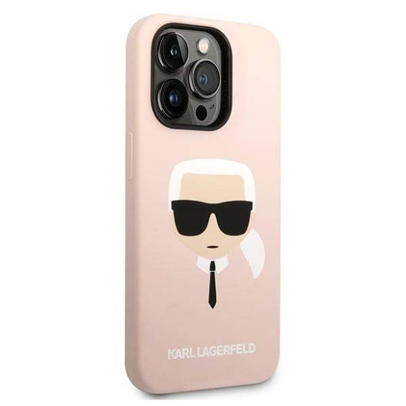 Karl Lagerfeld KLHMP14XSLKHLP iPhone 14 Pro Max 6,7" keménytok világos rózsaszín szilikon Karl Lagerfeld fej Magsafe tok