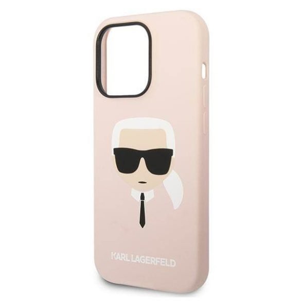 Karl Lagerfeld KLHMP14XSLKHLP iPhone 14 Pro Max 6,7" keménytok világos rózsaszín szilikon Karl Lagerfeld fej Magsafe tok