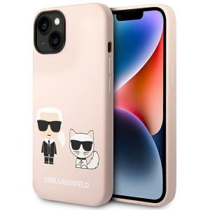 Karl Lagerfeld KLHMP14SSSKCI iPhone 14 / 15 / 13 6,1" keménytok világos rózsaszín szilikon Karl & Choupette Magsafe szilikon