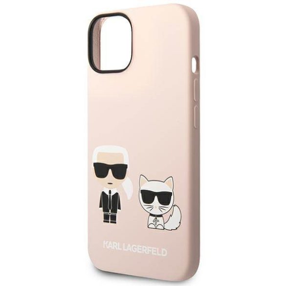 Karl Lagerfeld KLHMP14SSSKCI iPhone 14 / 15 / 13 6,1" keménytok világos rózsaszín szilikon Karl & Choupette Magsafe szilikon