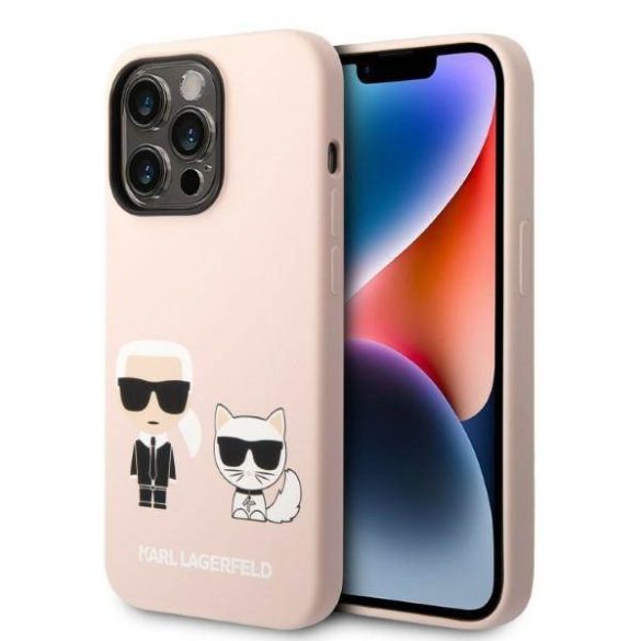 Karl Lagerfeld KLHMP14LSSKCI iPhone 14 Pro 6,1" keménytok világos rózsaszín szilikon Karl & Choupette Magsafe tok