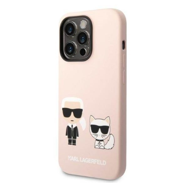 Karl Lagerfeld KLHMP14LSSKCI iPhone 14 Pro 6,1" keménytok világos rózsaszín szilikon Karl & Choupette Magsafe tok