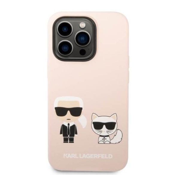 Karl Lagerfeld KLHMP14XSSKCI iPhone 14 Pro Max 6,7" keménytok világos rózsaszín szilikon Karl & Choupette Magsafe tok