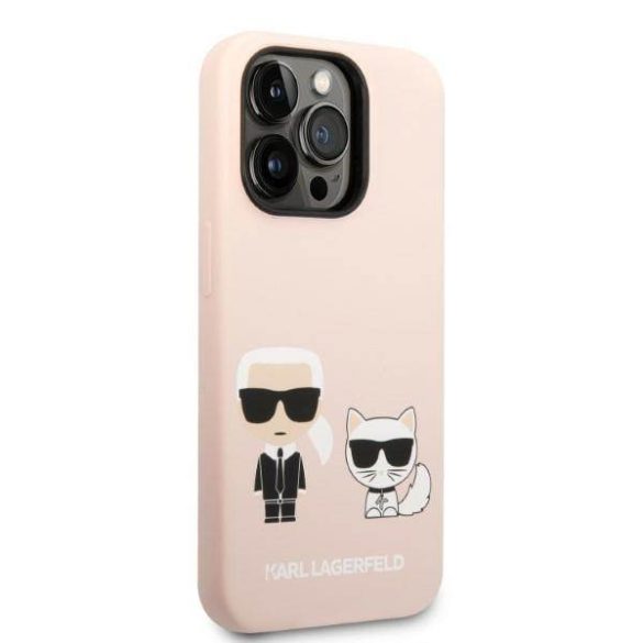 Karl Lagerfeld KLHMP14XSSKCI iPhone 14 Pro Max 6,7" keménytok világos rózsaszín szilikon Karl & Choupette Magsafe tok