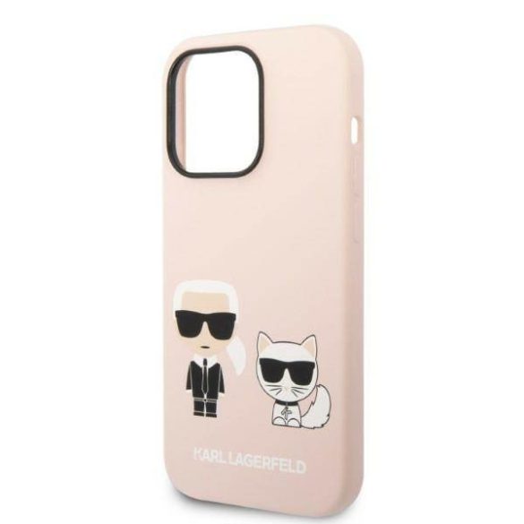 Karl Lagerfeld KLHMP14XSSKCI iPhone 14 Pro Max 6,7" keménytok világos rózsaszín szilikon Karl & Choupette Magsafe tok