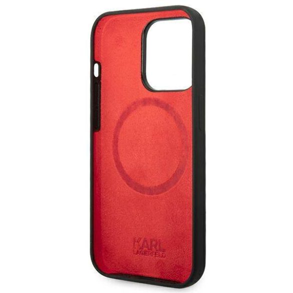 Karl Lagerfeld KLHMP14LSLMP1K iPhone 14 Pro 6,1" keménytok fekete Silicone Plaque Magsafe tok