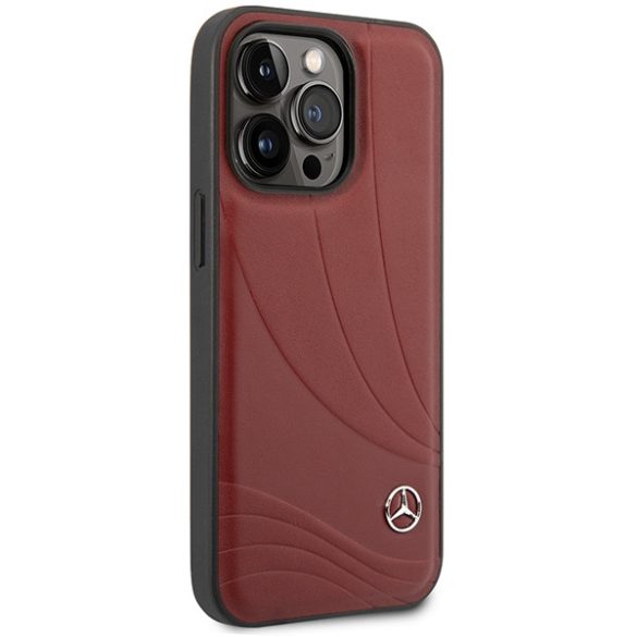 Mercedes MEHCP14L8ROLR iPhone 14 Pro 6.1" fekete bőr keménytok táska Hullámmintás