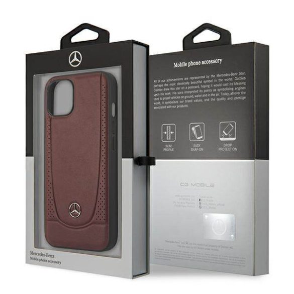 Mercedes MEHCP14MARMRE iPhone 14 Plus / 15 Plus 6,7" piros keménytok Leather Urban Bengale