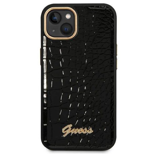 Guess GUHCP14MHGCRHK iPhone 14 Plus / 15 Plus 6.7" fekete keménytok Croco Collection