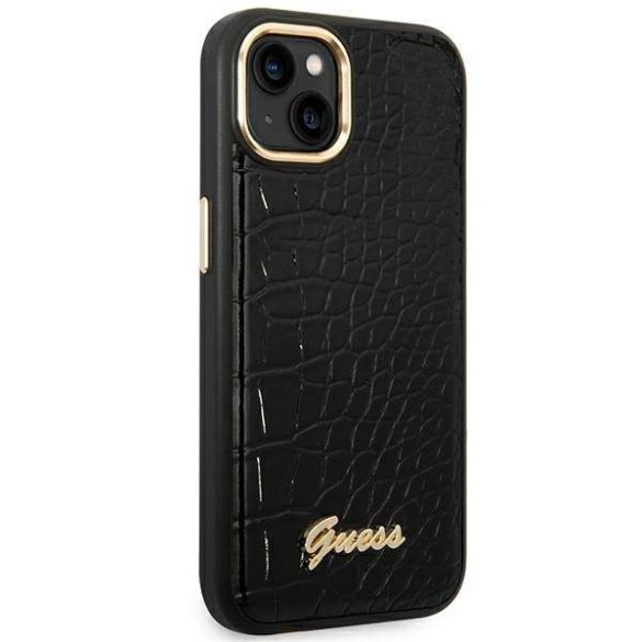 Guess GUHCP14MHGCRHK iPhone 14 Plus / 15 Plus 6.7" fekete keménytok Croco Collection