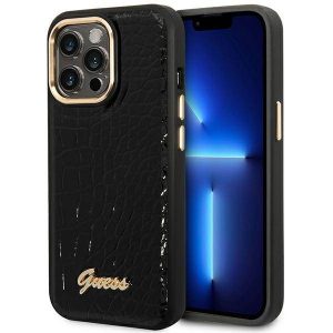 Guess GUHCP14LHGGCRHK iPhone 14 Pro 6,1" fekete Croco Collection keménytok