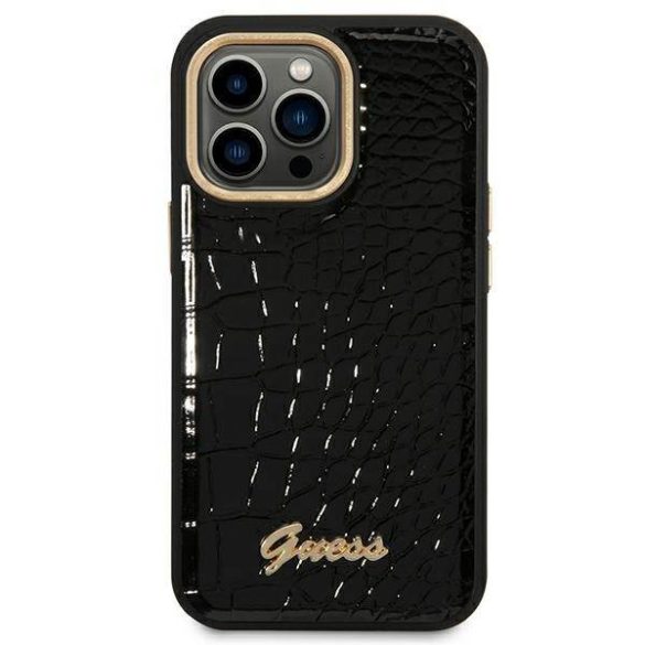 Guess GUHCP14LHGGCRHK iPhone 14 Pro 6,1" fekete Croco Collection keménytok