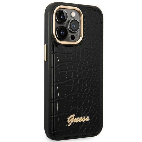 Guess GUHCP14LHGGCRHK iPhone 14 Pro 6,1" fekete Croco Collection keménytok