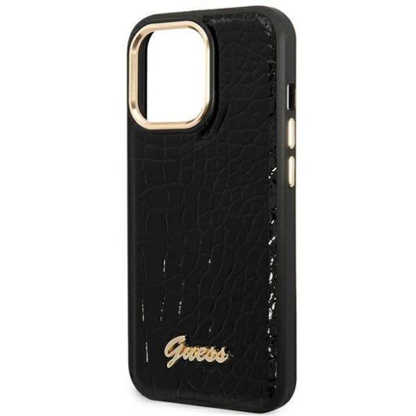 Guess GUHCP14LHGGCRHK iPhone 14 Pro 6,1" fekete Croco Collection keménytok