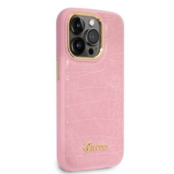 Guess GUHCP14LHGCRHP iPhone 14 Pro 6,1" rózsaszín Croco Collection keménytok