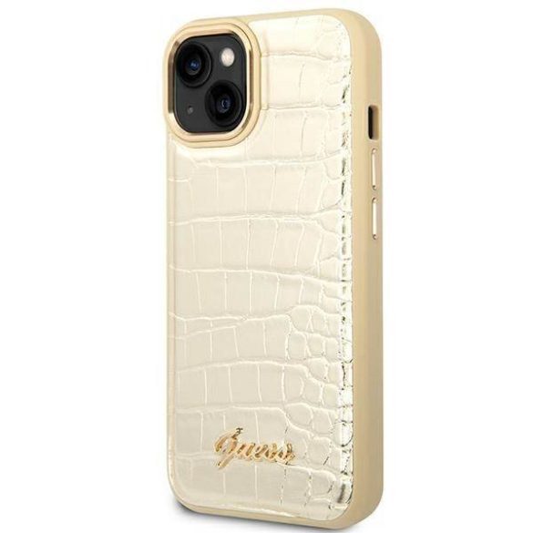 Guess GUHCP14SHGCRHD iPhone 14 6.1" arany keménytok Croco Collection