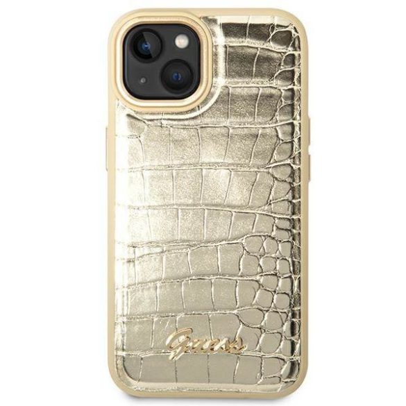 Guess GUHCP14SHGCRHD iPhone 14 6.1" arany keménytok Croco Collection