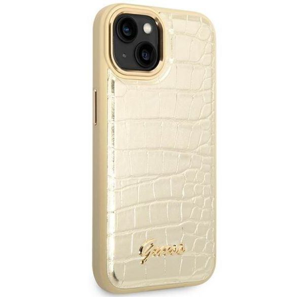 Guess GUHCP14SHGCRHD iPhone 14 6.1" arany keménytok Croco Collection